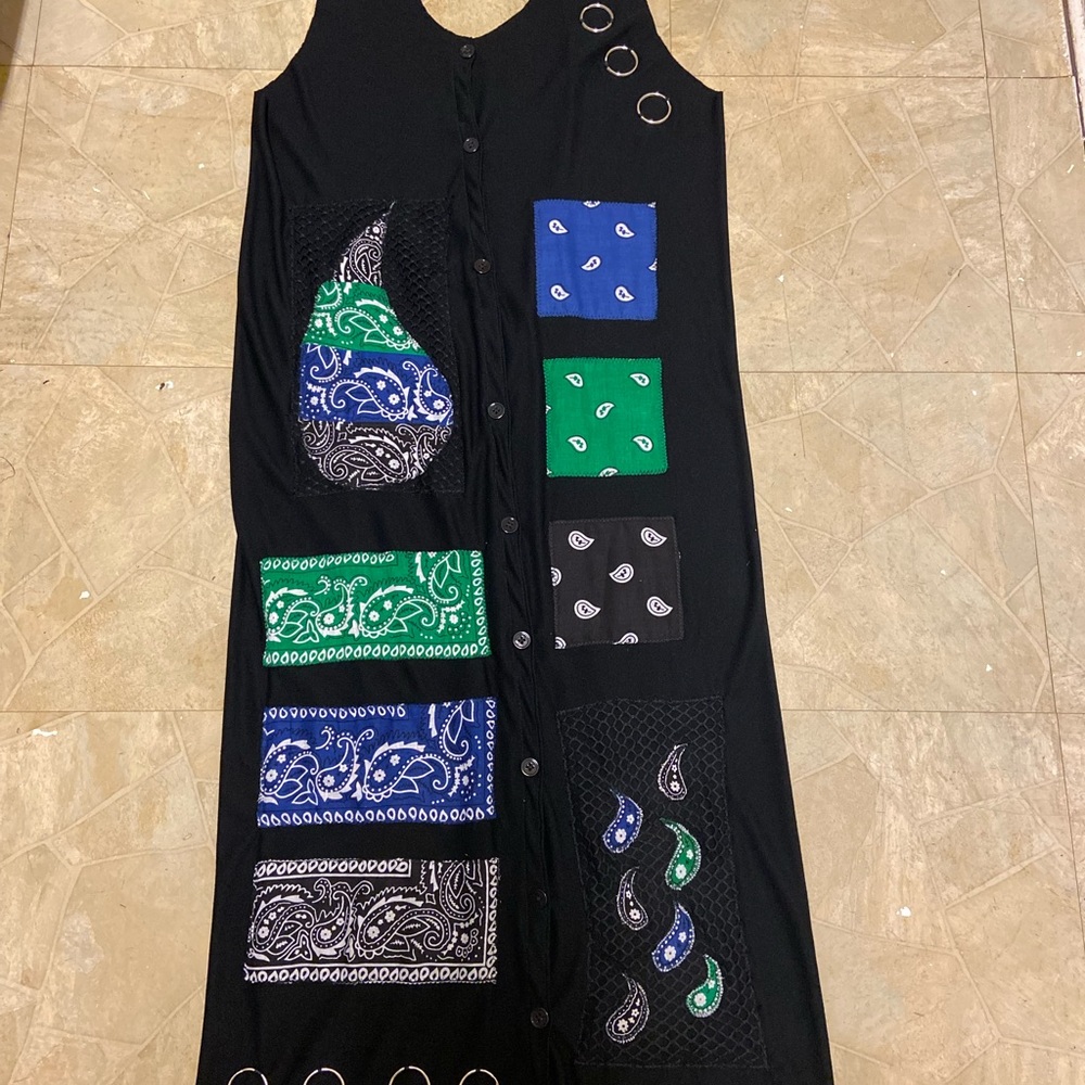 GENUINE THREADZ M LBLACK EITH BANDANNA GREEN BLUE BLACK